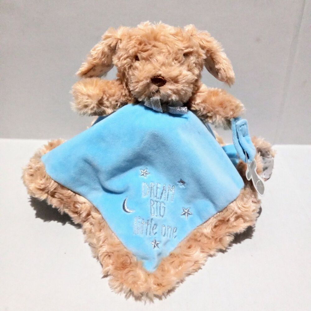 Baby Starters Puppy Security Blanket-Dream Big Little One-Satin Lined-Ratlle-NEW